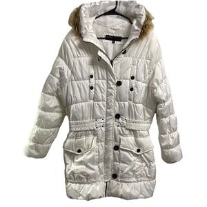 Urban Republic Women White Winter Puffer Jacket-Ski, Snowmobile Coat Hood Sz. 2X